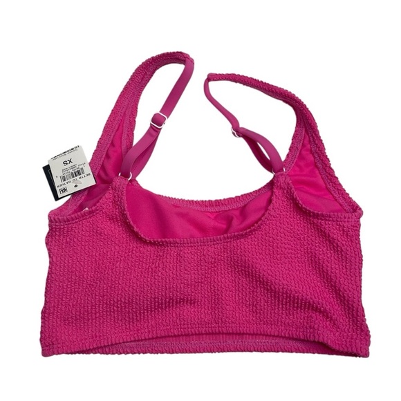 Bar III Tank Bra Bikini Top & High Leg Bottoms Candy Kiss Pink Textured XS New - Picture 5 of 10